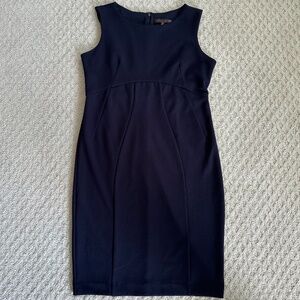 Adrienne Vittadini Sleeveless Sheath Dress Navy Blue Size 8P Office Minimalist